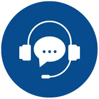 Icon of a chat bubble and a headset
